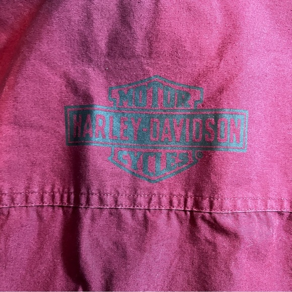 Harley-Davidson Men's Maroon Button-Down Shirt 100% Cotton Logo HOG Bikercore - Picture 7 of 9